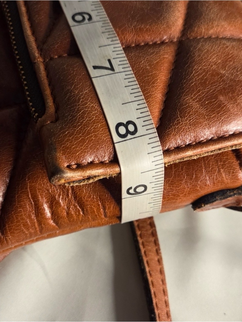Patricia Nash vintage Cognac leather Crossbody bag quilted tassel - Picture 12 of 13